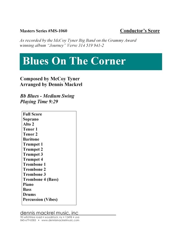 Blues On The Corner score cover